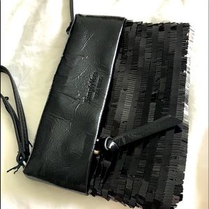 Simply Vera VERA WANG Black Faux Leather Evening Clutch-Wallet Wristlet